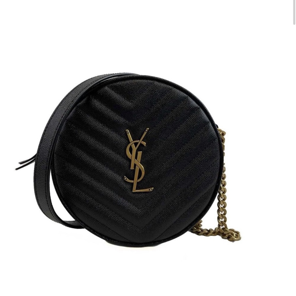 Saint Laurent Vinyle YSL Round Quilted Grain de Poundre